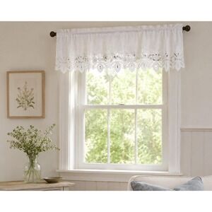 1990's Embroidery Lace Valances Set 3 White French Country Cottagecore 14"x78"